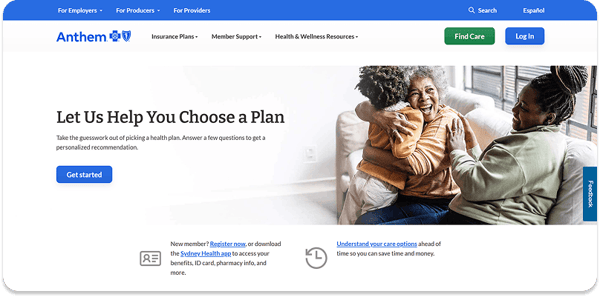 Anthem homepage