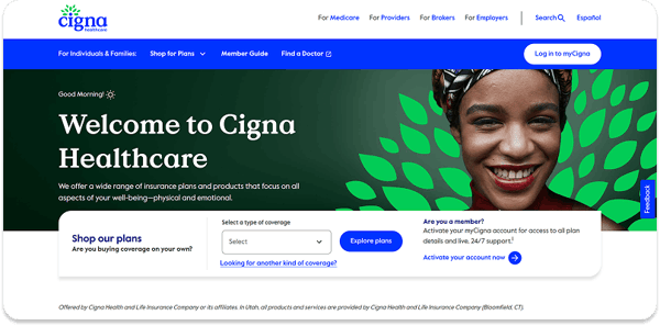 Cigna homepage
